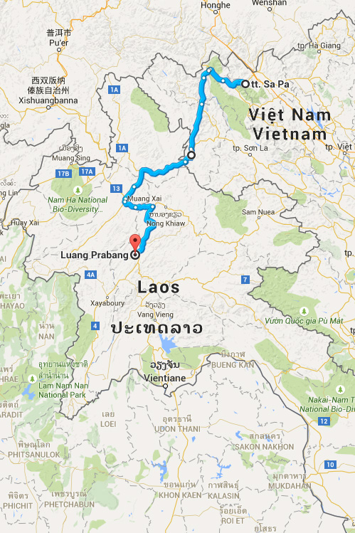 Mappa - SaPa-Luang-Prabang